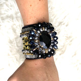 No Brand Black Velvet Cuff Large with Beads