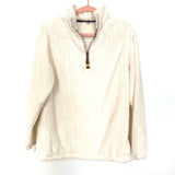 No Brand White Fleece Quarter Zip Pullover- Size S