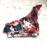 Albion Floral One Shoulder Ruffle Crop Top - Size S (TOP ONLY)