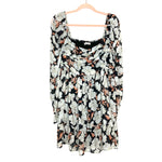 Abercrombie & Fitch Black Floral Ruched Mini Dress- Size XL (sold out online)