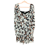 Abercrombie & Fitch Black Floral Ruched Mini Dress- Size XL (sold out online)