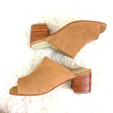 Nisolo Camel Slip On Block Heel made with Genuine Suede Leather- Size 8.5