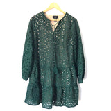 Vici Hunter Green Eyelet Long Sleeve Dress- Size S