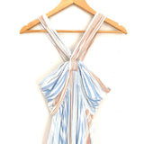 FATE Blue & Pink Striped Maxi Dress with Halter Neck Strap- Size M