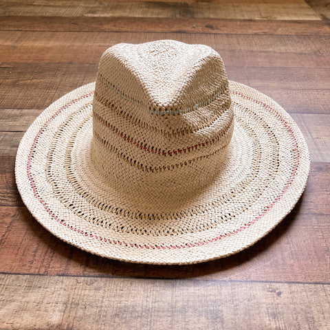 Evereve Tan Paper Straw with Multi-Color Stripes Adjustable Hat NWT
