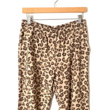 Monrow Animal Print Pull On Distressed Hem Pants- Size M (Inseam 26")