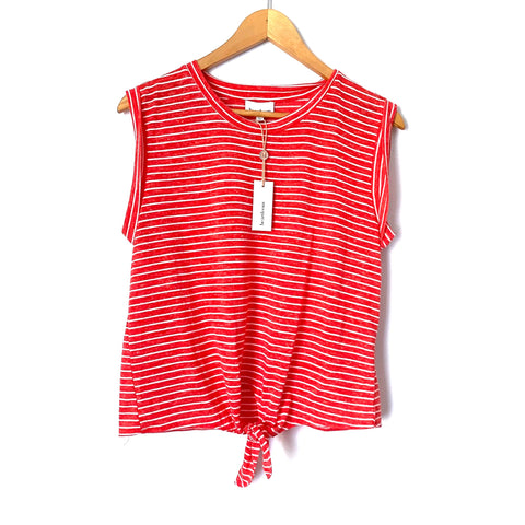 Heartloom Coral and White Striped Front Knot Tank NWT- Size S