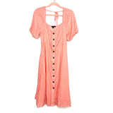 Gibson Pink & White Polka Dot Button Up Tie Back Dress- Size M