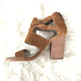 Hinge Brown Suede Buckley Strap Block Heel- Size 7