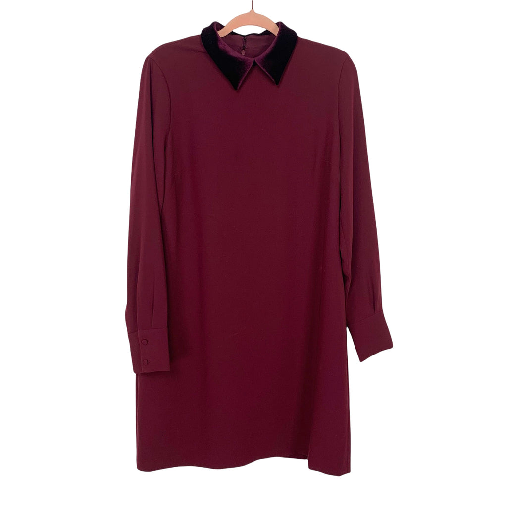 Club Monaco Burgundy Sallyet Velvet Collar Dress- Size 12 (as seen on – The Saved Collection