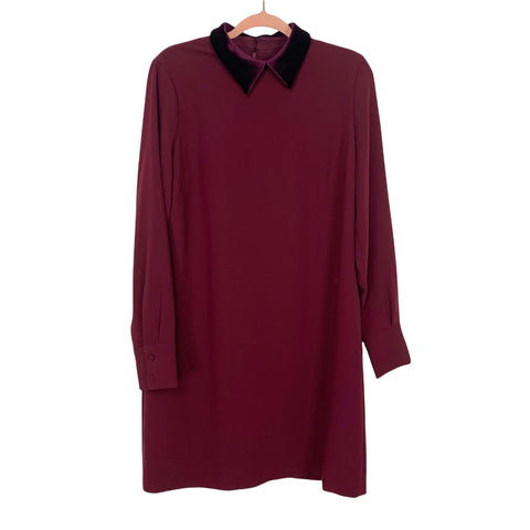 Club Monaco Burgundy Sallyet Velvet Collar Dress- Size 12 (as seen on Meghan Markle)