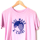 J Crew Pink Graphic Tee “ Sul Mare A Capri”- Size XS