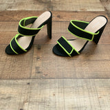 Pretty Little Thing Black/Neon Strap Mules- Size 5 (fit like 7)