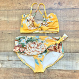Albion Yellow Floral High Waist Bikini Bottoms- Size XS