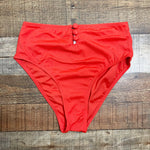 Xhilaration Red Ribbed Button Front High Waist Bikini Bottoms- Size M (sold out online, we have matching top)