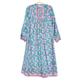 Modern Soul Teal/Lavender Floral Pattern V-Neck Dress- Size 10