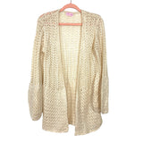 Pink Lily Cream Open Knit Bubble Sleeve Cardigan- Size M