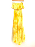 Favlux Yellow Tie Dye Strapless Maxi Dress- Size S