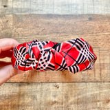No Brand Red/Black Plaid Knot Headband