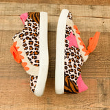 Nature Breeze Animal Print Pink Star Orange Lace Sneakers- Size 7
