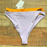 L*Space Purple and Orange Side Cut Out Bitsy Cut Bikini Bottoms NWT- Size L (we have matching top)