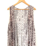 Pink Blush Side Slit Long Kimono with Crochet Detail- Size S