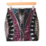 Express Sequin Geometric Mini Skirt- Size XS