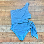 Vici Swim Blue One Shoulder with Side Cut Out and Tie One Piece- Size M