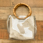 Vince Camuto Clear Handbag with Inside Bag and Wooden Handles and Clear Crossbody Strap (LIKE NEW, sold out online)