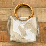 Vince Camuto Clear Handbag with Inside Bag and Wooden Handles and Clear Crossbody Strap (LIKE NEW, sold out online)