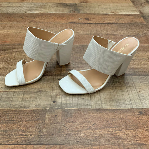 Express White Heeled Sandals- Size 8