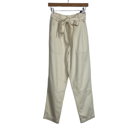Calia Cream High Rise Ankle Length Slim Fit Belted Tie Pants NWT- Size XS (Inseam 24”)