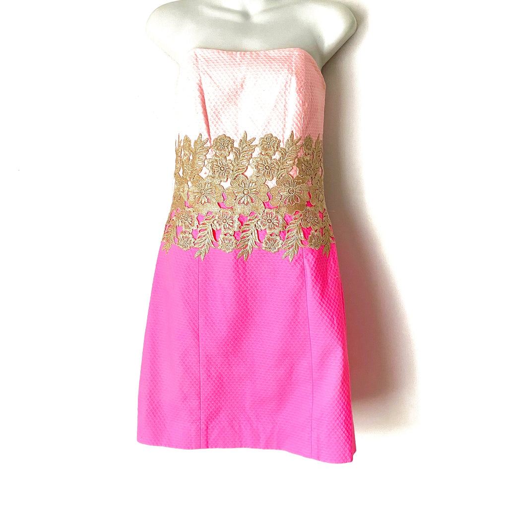 Lilly Pulitzer Pink and Gold “Kade Pink Tropics” Dress NWT- Size 4