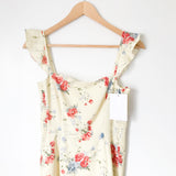 WAYF Yellow Floral Dress with Smocking on Sides NWT- Size XS