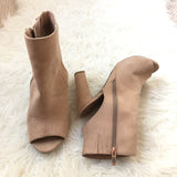 Bamboo Peep Toe Slingback Booties with Side Zipper- Size 8.5