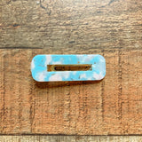 No Brand Blue/Pink Flecks Rectangle Hair Clip