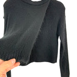 Olivaceous Black Mock Neck Cropped Open Flap Back Sweater- Size S