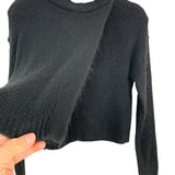 Olivaceous Black Mock Neck Cropped Open Flap Back Sweater- Size S