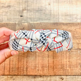 No Brand Cream/Black/Red Plaid Top Knot Headband