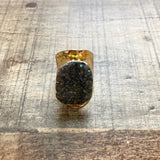 No Brand Hammered Gold Geode Cuff Ring- Size 7/8