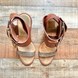 Dolce Vita Leather Double Strap Buckle Wedge Sandals- Size ~9 (see notes)