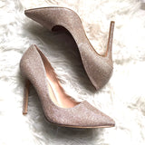 Bella Marie Sparkly Gold Pointed Toe Stilettos- Size 7.5