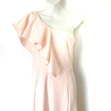 Black Halo Blush Pink One Shoulder Ruffle Jumpsuit- Size 2 (see notes)