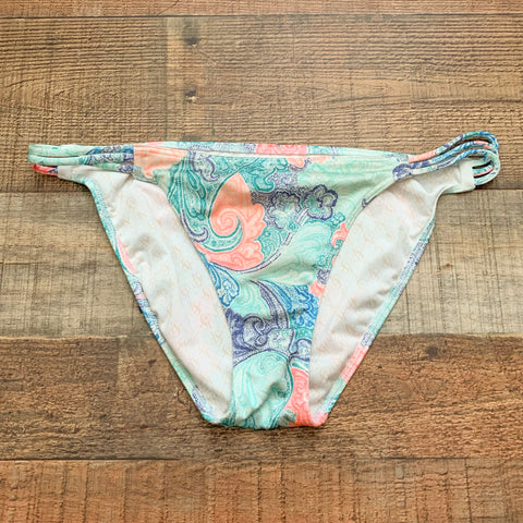 Victoria's Secret Blue/Coral Patterned  Swim Bottom- Size M (We Have Matching Top!)