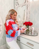 Forever 21 Purple/Red/Blue Cable Knit Sweater- Size M