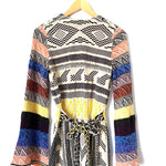 Free People Patchwork Tie Waist Bell Sleeve Sweater Dress- Size XS