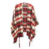 Favlux Plaid Flannel Belted Poncho- Size M
