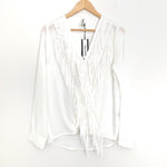 Yoana Baraschi White Fringe Top with Drape Front NWT- Size XS