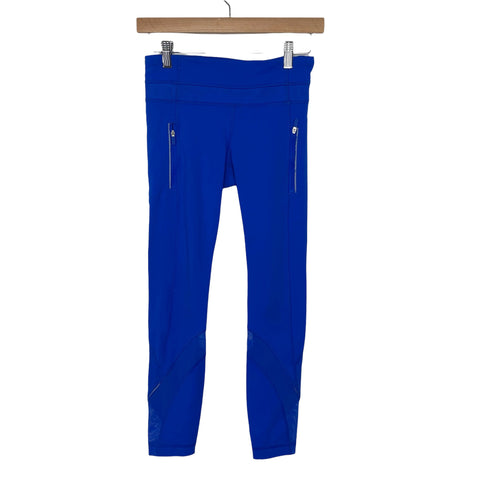 Lululemon Royal Blue with Zipper Pockets and Mesh Hem Leggings- Size 4 ( Inseam 24")