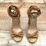 Steve Madden Tan Suede Like Clary Tie Sandals- Size 8.5